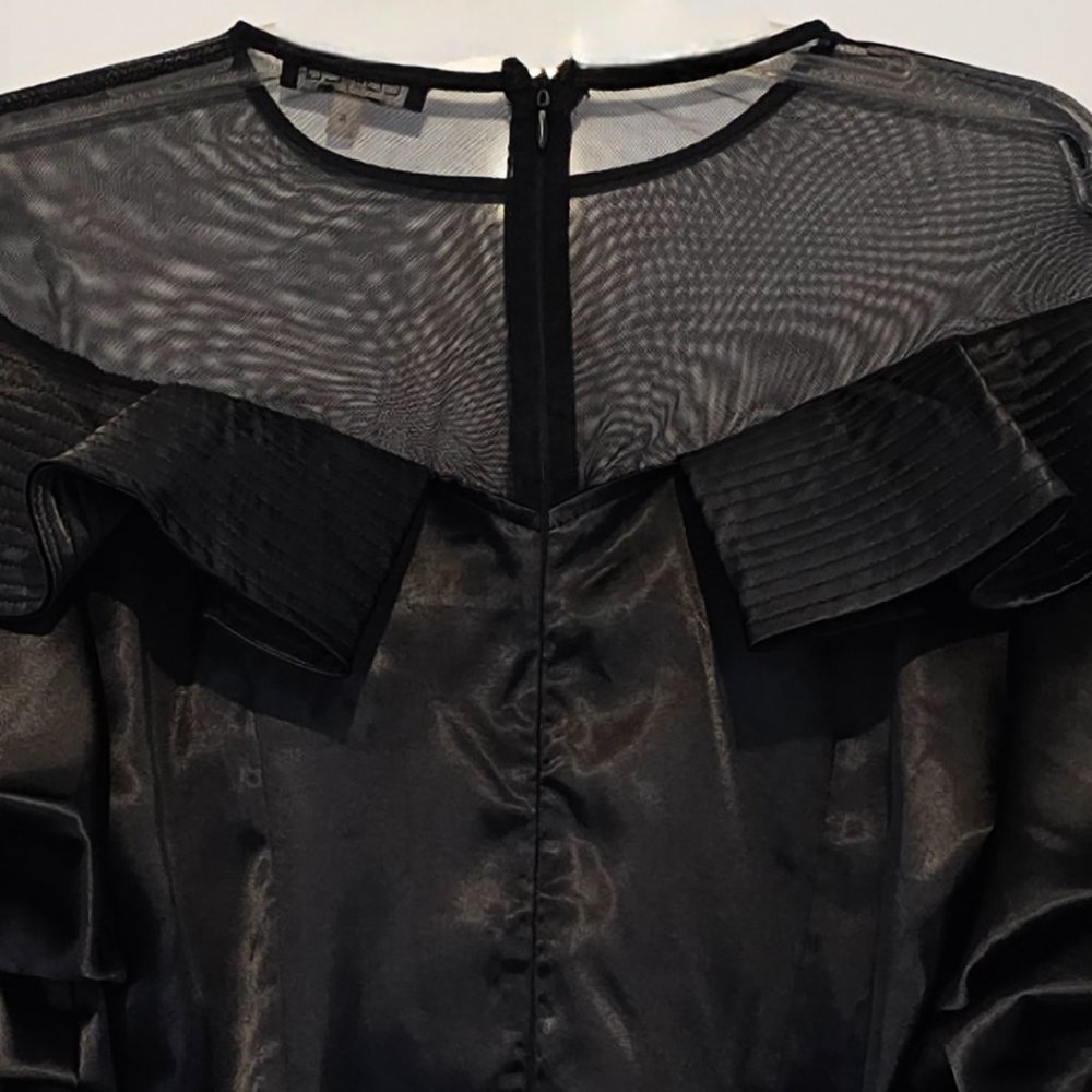 CQbyCQ Ruffle/Mesh Black Blouse -NEW! Never worn - Picture 3 of 6